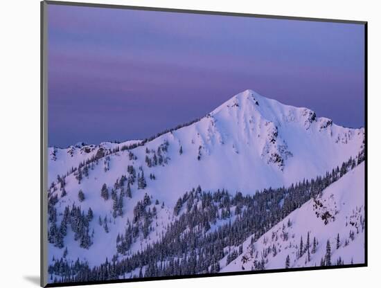 Usa, Washington State, Crystal Mountain. 'The King' summit and snow-filled bowls at sunset.-Merrill Images-Mounted Photographic Print