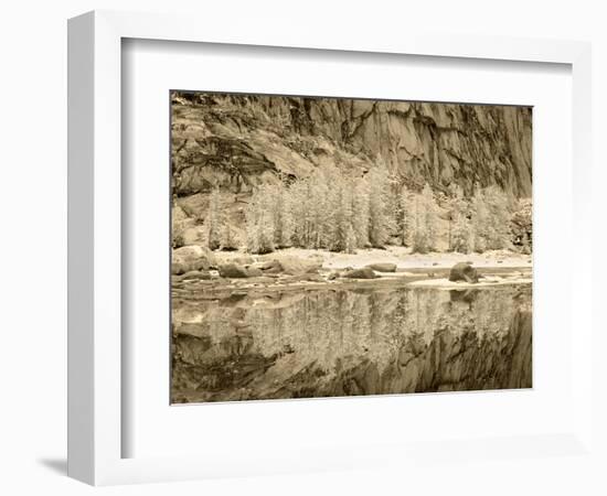 USA, Washington State. Enchantment lakes, snow on larch trees reflected in Gnome Tarn.-Jamie & Judy Wild-Framed Photographic Print