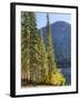 USA, Washington State. Evergreens standing tall with Cooper Lake and Autumn color.-Terry Eggers-Framed Photographic Print