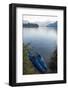 USA, Washington State. Kayaks tied at shore Anderson Point Campground. Mt. Shuksan morning light-Trish Drury-Framed Photographic Print