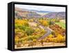 USA, Washington State, Kittitas County. Burlington Northern Santa Fe train along the Yakima River.-Julie Eggers-Framed Stretched Canvas