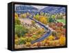 USA, Washington State, Kittitas County. Burlington Northern Santa Fe train along the Yakima River.-Julie Eggers-Framed Stretched Canvas