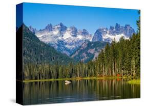 USA, Washington State, Kittitas County. Cooper Lake in the Central Washington Cascade Mountains.-Julie Eggers-Stretched Canvas