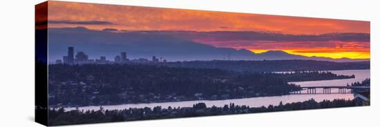 USA, Washington State. Lake Washington, Landscape over seattle at sunset-Merrill Images-Stretched Canvas
