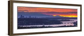 USA, Washington State. Lake Washington, Landscape over seattle at sunset-Merrill Images-Framed Photographic Print