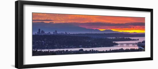 USA, Washington State. Lake Washington, Landscape over seattle at sunset-Merrill Images-Framed Photographic Print