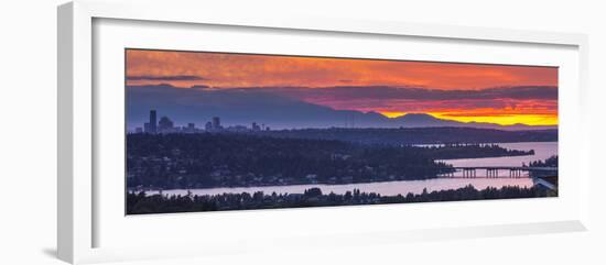USA, Washington State. Lake Washington, Landscape over seattle at sunset-Merrill Images-Framed Photographic Print