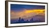 USA, Washington State, Lake Washington, Seattle skyline at sunset.-Merrill Images-Framed Photographic Print