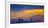 USA, Washington State, Lake Washington, Seattle skyline at sunset.-Merrill Images-Framed Photographic Print