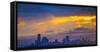 USA, Washington State, Lake Washington, Seattle skyline at sunset.-Merrill Images-Framed Stretched Canvas
