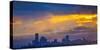 USA, Washington State, Lake Washington, Seattle skyline at sunset.-Merrill Images-Stretched Canvas