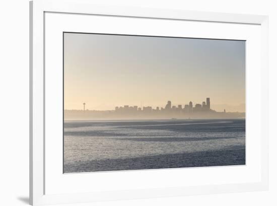 USA, Washington State. Morning fog Seattle. Calm Puget Sound. Variety of boat traffic. Waterfront s-Trish Drury-Framed Photographic Print