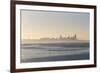 USA, Washington State. Morning fog Seattle. Calm Puget Sound. Variety of boat traffic. Waterfront s-Trish Drury-Framed Photographic Print