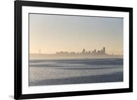 USA, Washington State. Morning fog Seattle. Calm Puget Sound. Variety of boat traffic. Waterfront s-Trish Drury-Framed Photographic Print