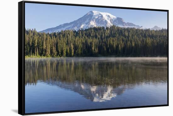 USA, Washington State. Mount Rainier National Park, Mount Rainier from Reflections Lake-Jamie & Judy Wild-Framed Stretched Canvas