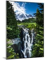 USA, Washington State, Mount Rainier National Park, Mount Rainier, waterfall-George Theodore-Mounted Photographic Print