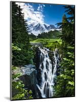 USA, Washington State, Mount Rainier National Park, Mount Rainier, waterfall-George Theodore-Mounted Photographic Print