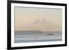 USA, Washington State. Mt. Rainier in morning light. Calm Puget Sound ferry crossing-Trish Drury-Framed Photographic Print