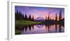 USA, Washington State, Mt. Rainier National Park. Tipsoo Lake panoramic at sunset.-Jaynes Gallery-Framed Premium Photographic Print