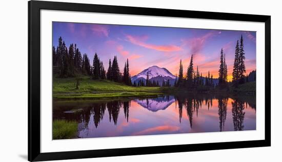 USA, Washington State, Mt. Rainier National Park. Tipsoo Lake panoramic at sunset.-Jaynes Gallery-Framed Photographic Print