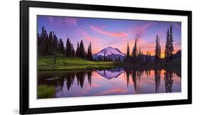 USA, Washington State, Mt. Rainier National Park. Tipsoo Lake panoramic at sunset.-Jaynes Gallery-Framed Photographic Print