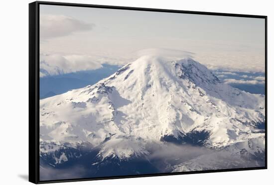 USA, Washington State, Mt Rainier with Cap Cloud-Trish Drury-Framed Stretched Canvas