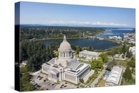 USA, Washington State, Olympia. State Capitol and Budd Bay Inlet.-Merrill Images-Stretched Canvas