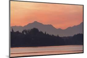 USA, Washington State. Olympic Mountains silhouetted in dramatic light. Calm Puget Sound.-Trish Drury-Mounted Photographic Print