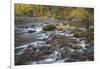 USA, Washington State, Olympic National Forest. Fall forest colors and Hamma Hamma River.-Jaynes Gallery-Framed Photographic Print