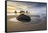 USA, Washington State, Olympic NP. Sunrise on coast beach and rocks.-Jaynes Gallery-Framed Stretched Canvas