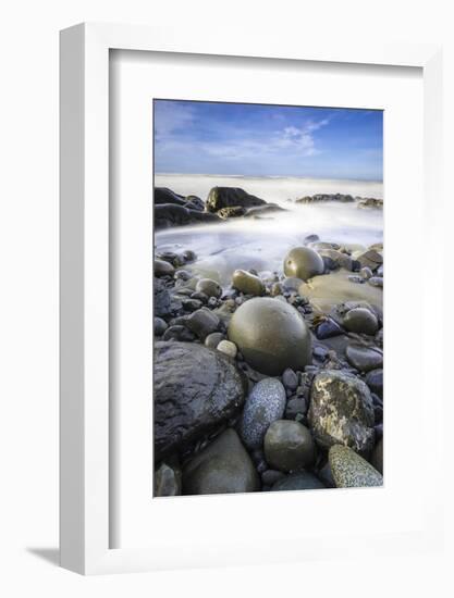 USA, Washington State, Olympic NP. Sunrise on coast beach and rocks.-Jaynes Gallery-Framed Photographic Print