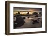 USA, Washington State, Olympic NP. Sunrise on coast beach and rocks.-Jaynes Gallery-Framed Photographic Print