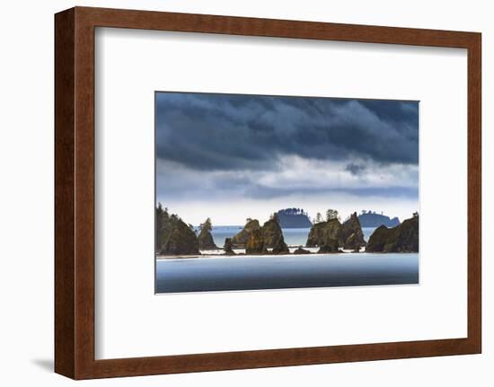 USA, Washington State, Olympic Peninsula. Light breaks through clouds Point of the Arches.-Yuri Choufour-Framed Photographic Print