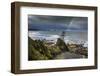 USA, Washington State, Olympic Peninsula. Shi Shi Beach, Rainbow over Point of the Arches.-Yuri Choufour-Framed Photographic Print