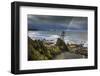 USA, Washington State, Olympic Peninsula. Shi Shi Beach, Rainbow over Point of the Arches.-Yuri Choufour-Framed Photographic Print