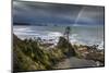 USA, Washington State, Olympic Peninsula. Shi Shi Beach, Rainbow over Point of the Arches.-Yuri Choufour-Mounted Photographic Print