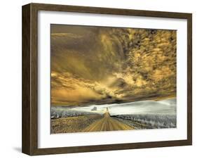 USA, Washington State, Palouse. Backcountry road through wheat field and clouds-Terry Eggers-Framed Photographic Print