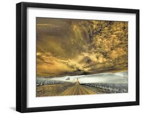 USA, Washington State, Palouse. Backcountry road through wheat field and clouds-Terry Eggers-Framed Photographic Print