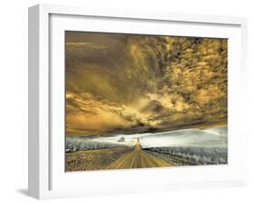 USA, Washington State, Palouse. Backcountry road through wheat field and clouds-Terry Eggers-Framed Photographic Print