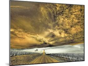 USA, Washington State, Palouse. Backcountry road through wheat field and clouds-Terry Eggers-Mounted Photographic Print