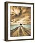 USA, Washington State, Palouse. Backcountry road through wheat field with lone tree and clouds-Terry Eggers-Framed Photographic Print