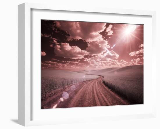 USA, Washington State, Palouse. Country backroad through spring crops-Terry Eggers-Framed Photographic Print