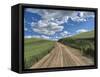 USA, Washington State, Palouse, Country Backroad through Spring wheat fields-Terry Eggers-Framed Stretched Canvas