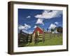 USA, Washington State, Palouse Country, Colfax, Old Red Barn with a Horse-Terry Eggers-Framed Premium Photographic Print