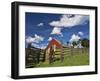 USA, Washington State, Palouse Country, Colfax, Old Red Barn with a Horse-Terry Eggers-Framed Premium Photographic Print