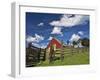 USA, Washington State, Palouse Country, Colfax, Old Red Barn with a Horse-Terry Eggers-Framed Premium Photographic Print