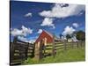 USA, Washington State, Palouse Country, Colfax, Old Red Barn with a Horse-Terry Eggers-Stretched Canvas