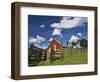 USA, Washington State, Palouse Country, Colfax, Old Red Barn with a Horse-Terry Eggers-Framed Photographic Print