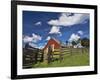 USA, Washington State, Palouse Country, Colfax, Old Red Barn with a Horse-Terry Eggers-Framed Photographic Print