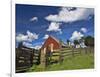 USA, Washington State, Palouse Country, Colfax, Old Red Barn with a Horse-Terry Eggers-Framed Photographic Print